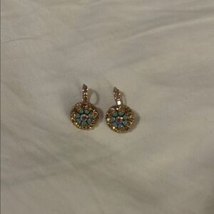 Miriam Haskell Gold and Blue Ornate Earrings
